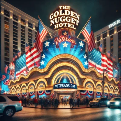 alt= "Hotel decorated for Veterans Day"