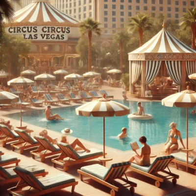 alt= "Guests at Circus Circus Hotel Pool"