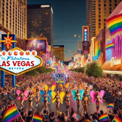 alt= "Las Vegas Pride parade, Downtown Las Vegas"