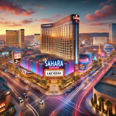 alt= "Las Vegas Strip, Sahara Hotel"