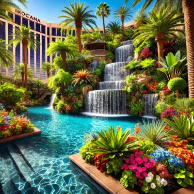 alt= "Lush environment at Tropicana Las Vegas Pool"