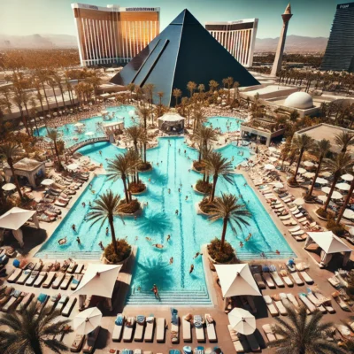 alt= "Luxor Hotel Pool deck: