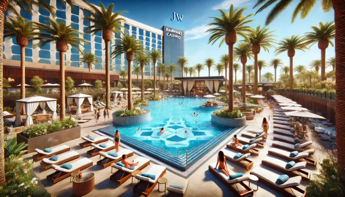 alt= "Pool at Rampart Casino, JW Marriot"