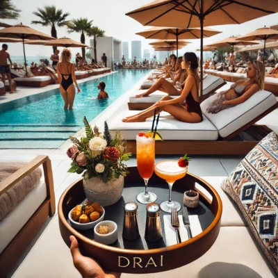 alt= "Poolside drinks at Drai's Beach Club"