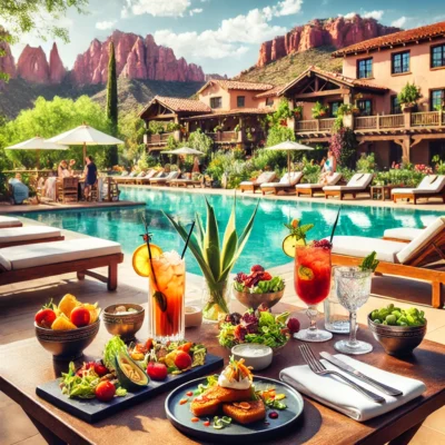alt= "poolside dining at Green Valley Ranch Resort Pool"