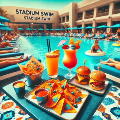 alt= "Poolside dining at Stadium Swim"