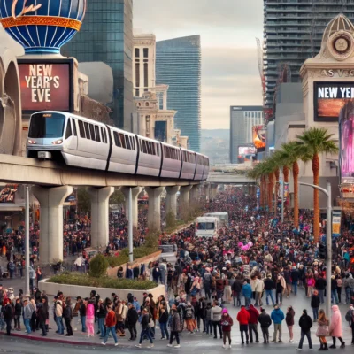 alt= "Transport on the Strip, New Year's Eve"