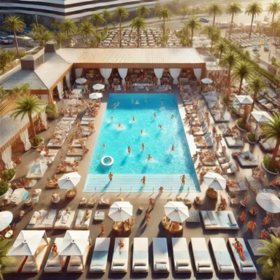 alt= "The LINQ Hotel + Experience pool deck"