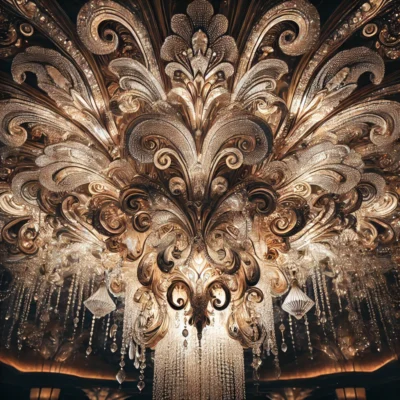 alt= "Intricate design of The Chandelier"