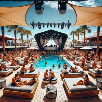 alt= "Main pool deck at Drai's Beach Club"