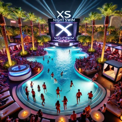 alt= "Pool party at XS Nightclub"
