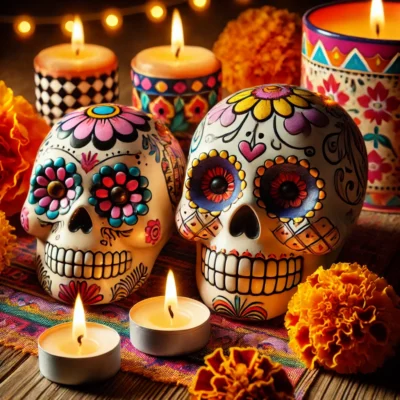 alt= "Día de los Muertos decorations"