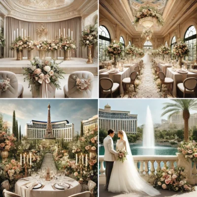 alt= "Different weddings at the Bellagio Wedding Chapel"