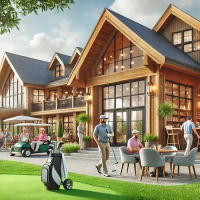 alt= "Clubhouse at Wildhorse Golf Club"