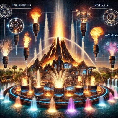 alt= "Technology behind the Mirage Volcano Show"