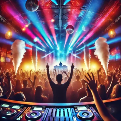 alt= "Partygoers at one of the best live DJ events in Las Vegas"
