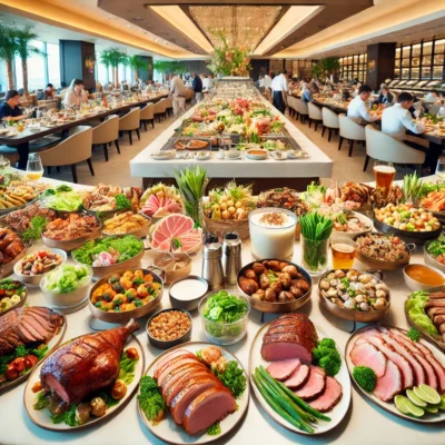 alt= "Lavish buffet spread in Las Vegas"