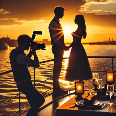alt= "Professional photographer on a romantic dinner cruise"