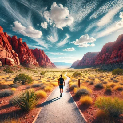 alt= "A hiker on one of the best Las Vegas hiking trails for beginners"