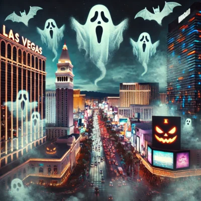 alt= "Las Vegas Strip at Halloween"