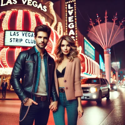 alt= "A couple outside a popular strip club"