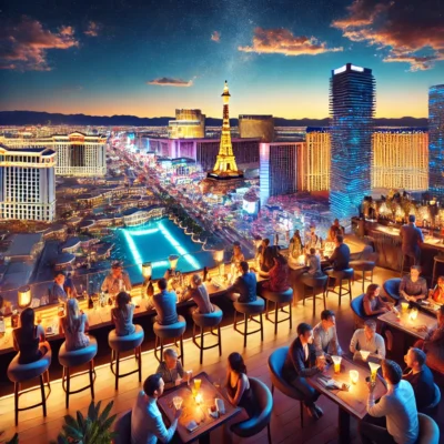 alt= "Las Vegas rooftop bar at night"