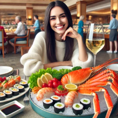 alt= "Guest enjoying the best buffets in Las Vegas for Seafood"