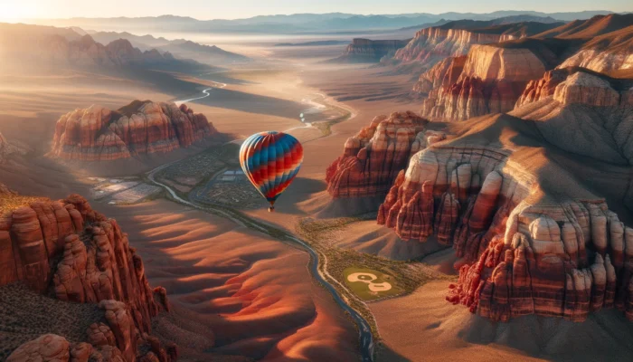 alt= "Las Vegas hot air balloon rides over Red Rock Canyon"