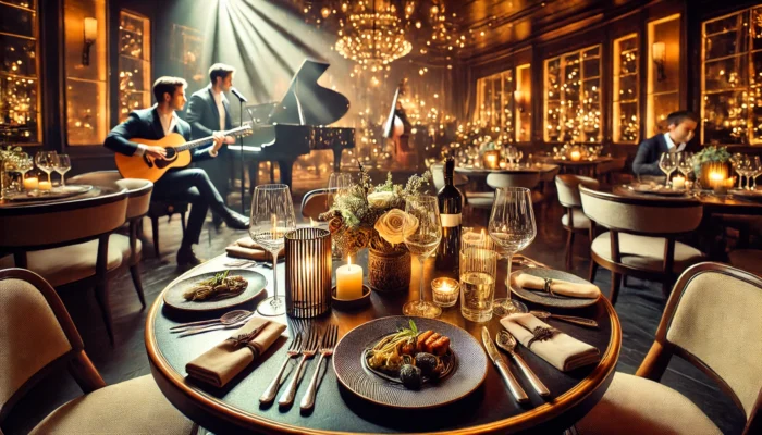 alt= "Inside a restaurant with music in Las Vegas"