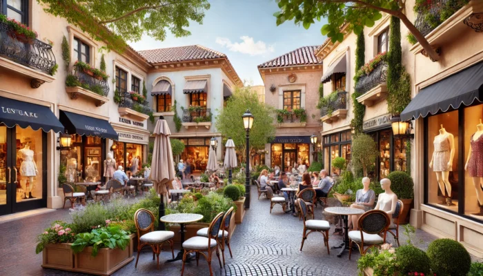 alt= "Inside Tivoli Village, one of the best shopping malls in Las Vegas"