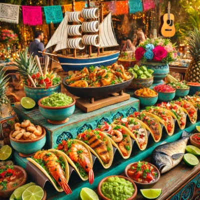 alt= "Seafood tacos at Carnival Buffet, Las Vegas"