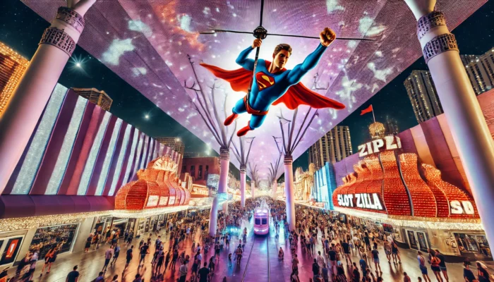 alt= "SlotZilla zip line over Fremont Street"