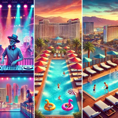 alt= "Three of the best rooftop pools in Las Vegas"