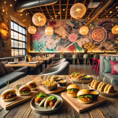 alt= "A cozy downtown restaurant offering fusion cuisine"