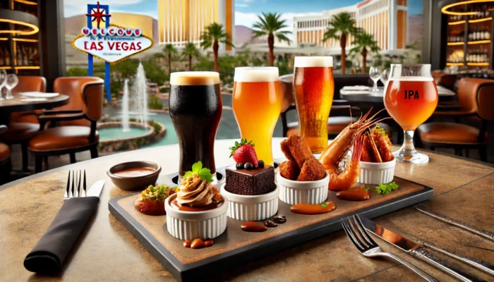 alt= "Food and beer in Las Vegas"