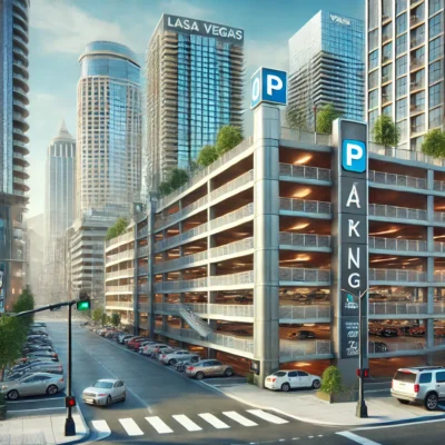 alt= "Parking garage near the Las Vegas Strip"