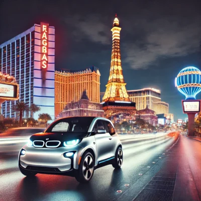alt= "Driving an electric vehicle in Las Vegas"