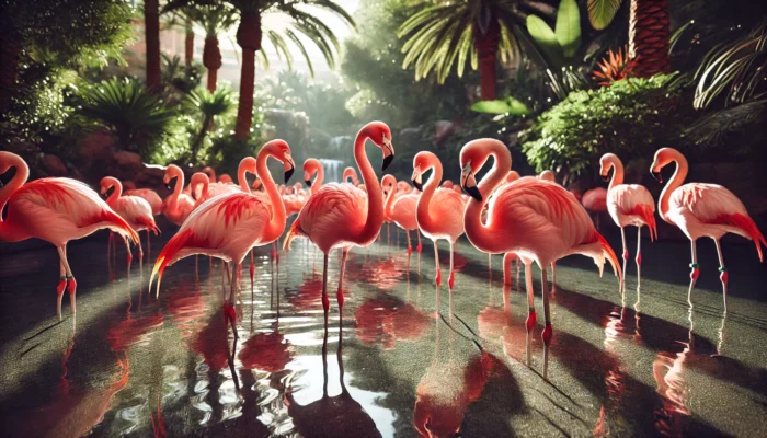 alt= "Chilean Flamingos at the Wildlife Habitat, Flamingo Hotel"