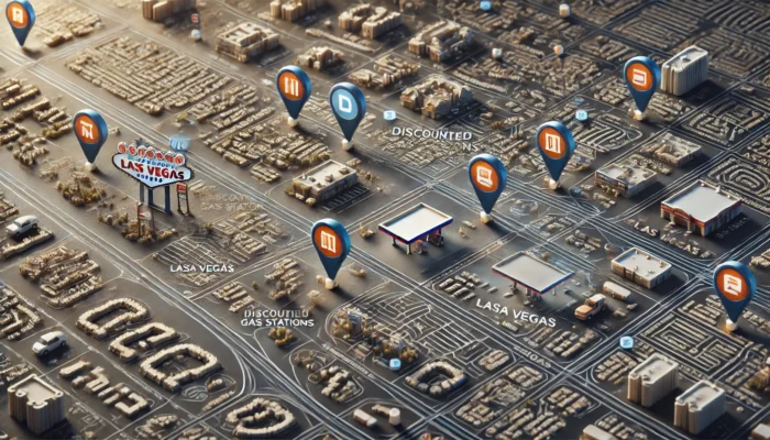 alt= "Map of the best gas stations for discounts near Las Vegas"