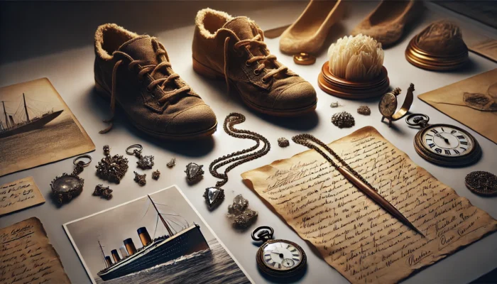 alt= "Personal items at the Titanic: The Artifacts Exhibition, Las Vegas"