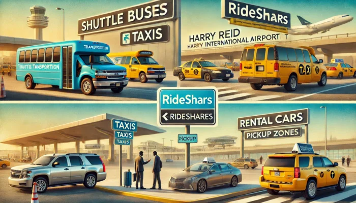 alt= "Different transport options from Harry Reid International Airport, Las Vegas"