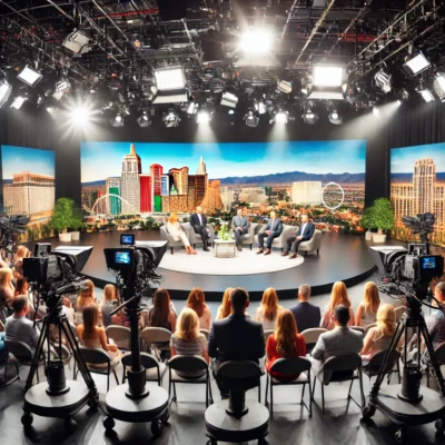 alt= "Behind the scenes at a TV show taping in Las Vegas"