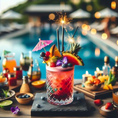 alt= "Colorful cocktails at the top summer poolside bars in Las Vegas"