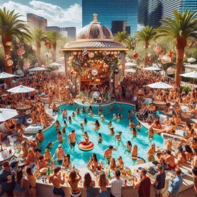 alt= "Fourth of July pool party in Las Vegas"
