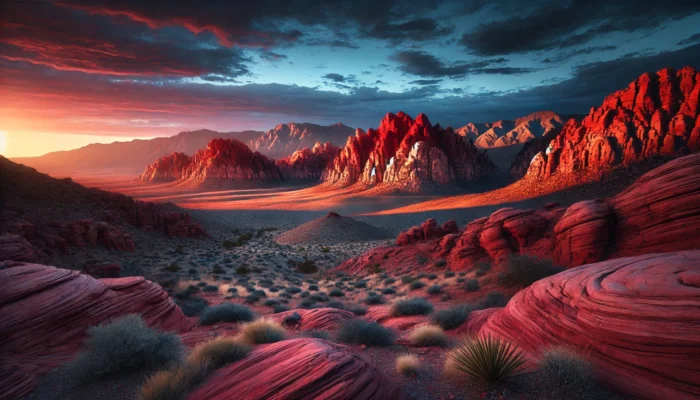 alt= "Sunrise over Red Rock Canyon"