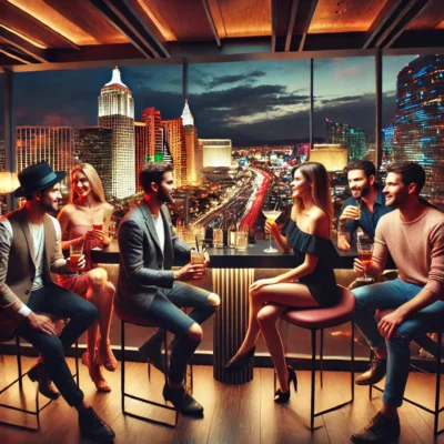 alt= "A group of friends enjoying an open mic night"