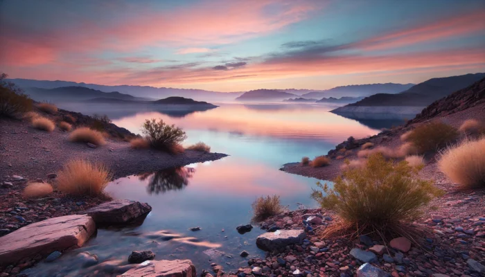 alt= "Sunrise over Lake Mead"