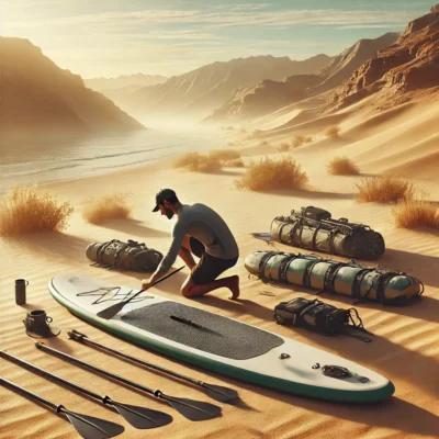 alt= "Preparing to paddleboard near Las Vegas"