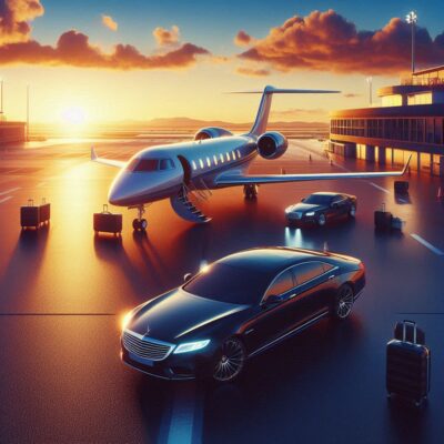 alt= "Private jet terminal in Las Vegas"