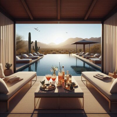 alt= "Private cabana at a Las Vegas pool"